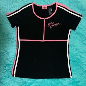 Harley-Davidson Women's Black and Pink Top size medium